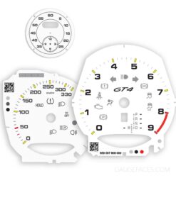 AD Order: For Porsche 718 / 981 Cayman GT4: Gauge Faces – EU – AT – White / Sport Chrono