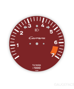 Custom Order: For Porsche 911G Carrera 3.2 (1984-1989): Gauge Face Tachometer – 7000 RPM – Burgundy – Carrera Logotype