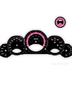 Custom Order: For Porsche 911 997: Gauge Faces – RWB Logo – MT – US-Spec – Black / Pink Solid Halo Ring / Sport Chrono
