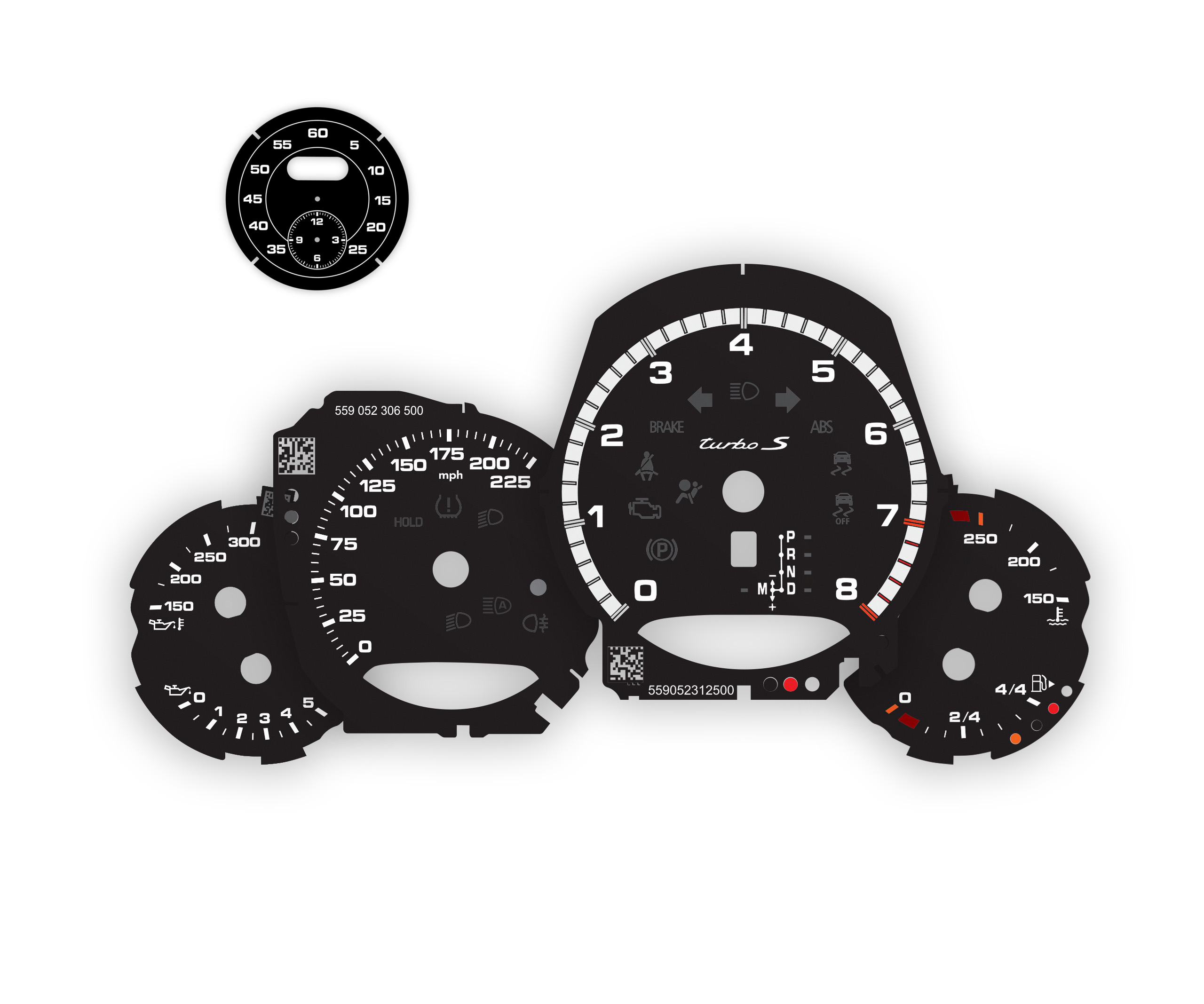 Porsche-911-991.2-Turbo-S-Gauge-Faces-Dials-PDK-8000-US-Black