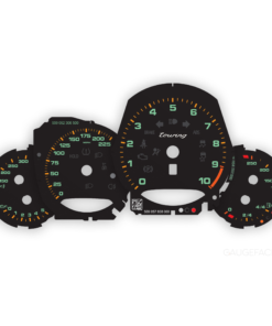 C/O: For Porsche 911 991 GT3 Touring: Gauge Faces Set – Manual – US Spec – Black with Retro Green Numbers, Orange Dashes