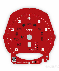 For Porsche 911 991.2: Gauge Face Tachometer – 911 Logo - PDK – Carmine Red