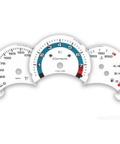Custom Order: For Porsche 911 996.1 Carrera: Gauge Faces – White with Blue Solid Halo Ring \ AD