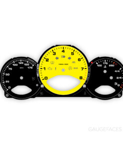 For Porsche 987 Boxster / Cayman: Gauge Face - OPTIONS - Black / Yellow Tachometer (Blockstyle Font)
