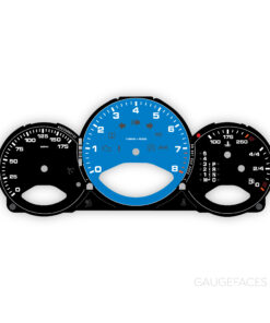 For Porsche 987 Boxster / Cayman: Gauge Face - OPTIONS - Black / Shark Blue Tachometer (Blockstyle Font) (Copy)