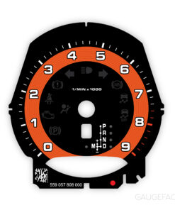 For Porsche 911 (991.1) / 981 Boxster / Cayman: Gauge Face Tachometer – OPTIONS – Black / Orange Solid Halo Ring