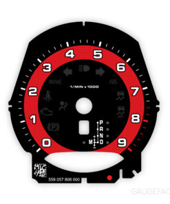 For Porsche 911 (991.1) / 981 Boxster / Cayman: Gauge Face Tachometer – OPTIONS – Black / Red Solid Halo Ring