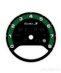 Porsche 971 Panamera / E3 Cayenne Turbo S: Gauge Face Tachometer – Black / Green Pinstripe