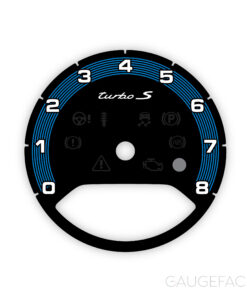 Porsche 971 Panamera / E3 Cayenne Turbo S: Gauge Face Tachometer – Black / Blue Pinstripe