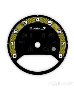 Porsche 971 Panamera / E3 Cayenne Turbo S: Gauge Face Tachometer – Black / Yellow Pinstripe