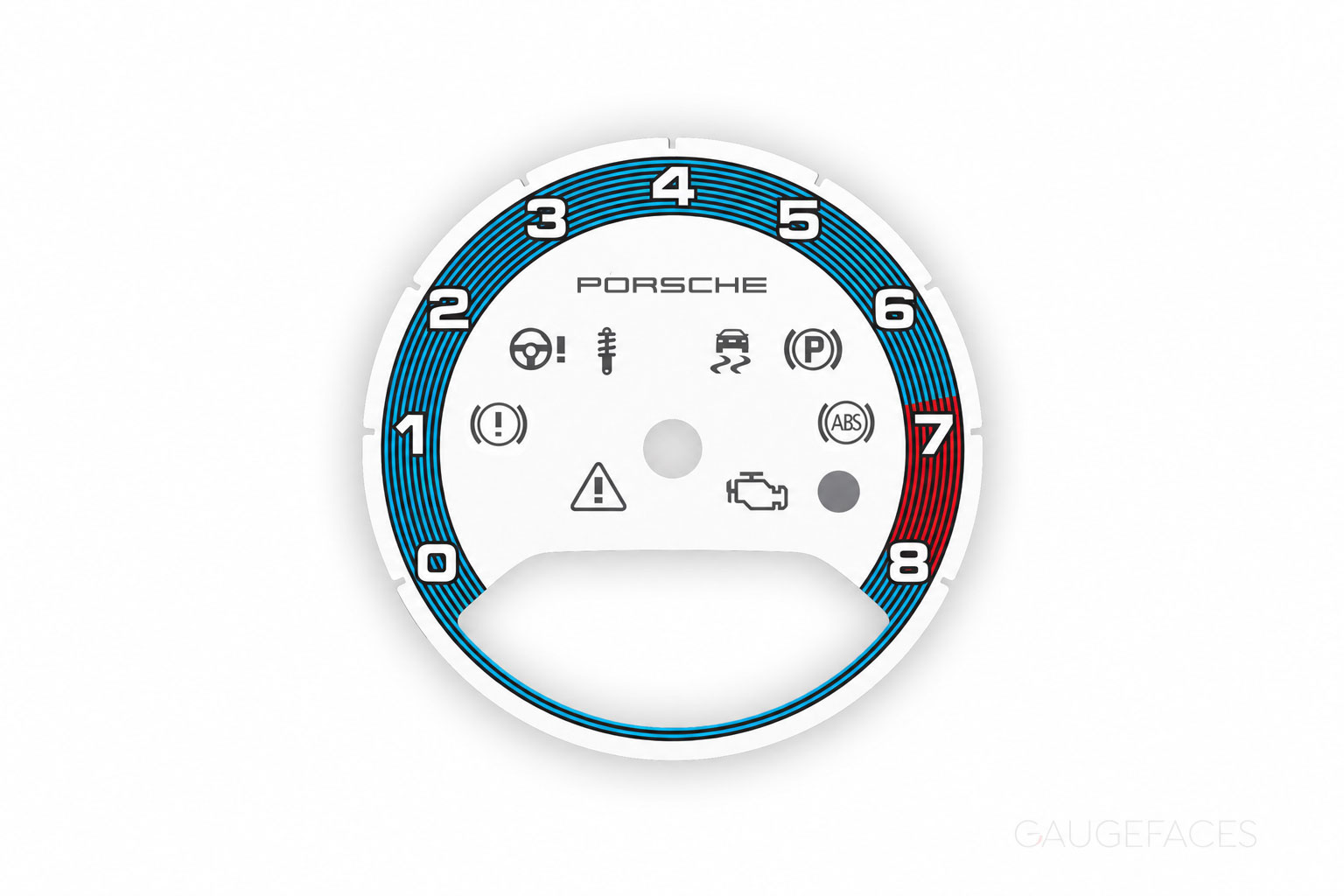 Porsche-Cayenne-9YA-replacement-dials-gauge-faces-Custom-Design-Blue-Stripes-with-Logo