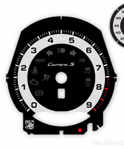 Custom Order: For Porsche 911 (991.1) Gauge Face Tachometer – Black / White Solid Halo Ring – US – MT / Sport Chrono