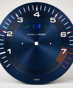 SE: Metal Base: For Porsche 911 964: Gauge Face Tachometer – Accent Rings – Dark Blue