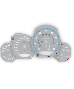 For Porsche Turbo 911 (991.1): Gauge Faces - Turbo Cup Logo - US-Spec - Light Gray / Blue