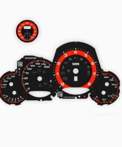 Custom Order: For Porsche 911 991.2 Carrera – Gauge Faces – Black and Ferrari Red Solid Ring / Sport Chrono