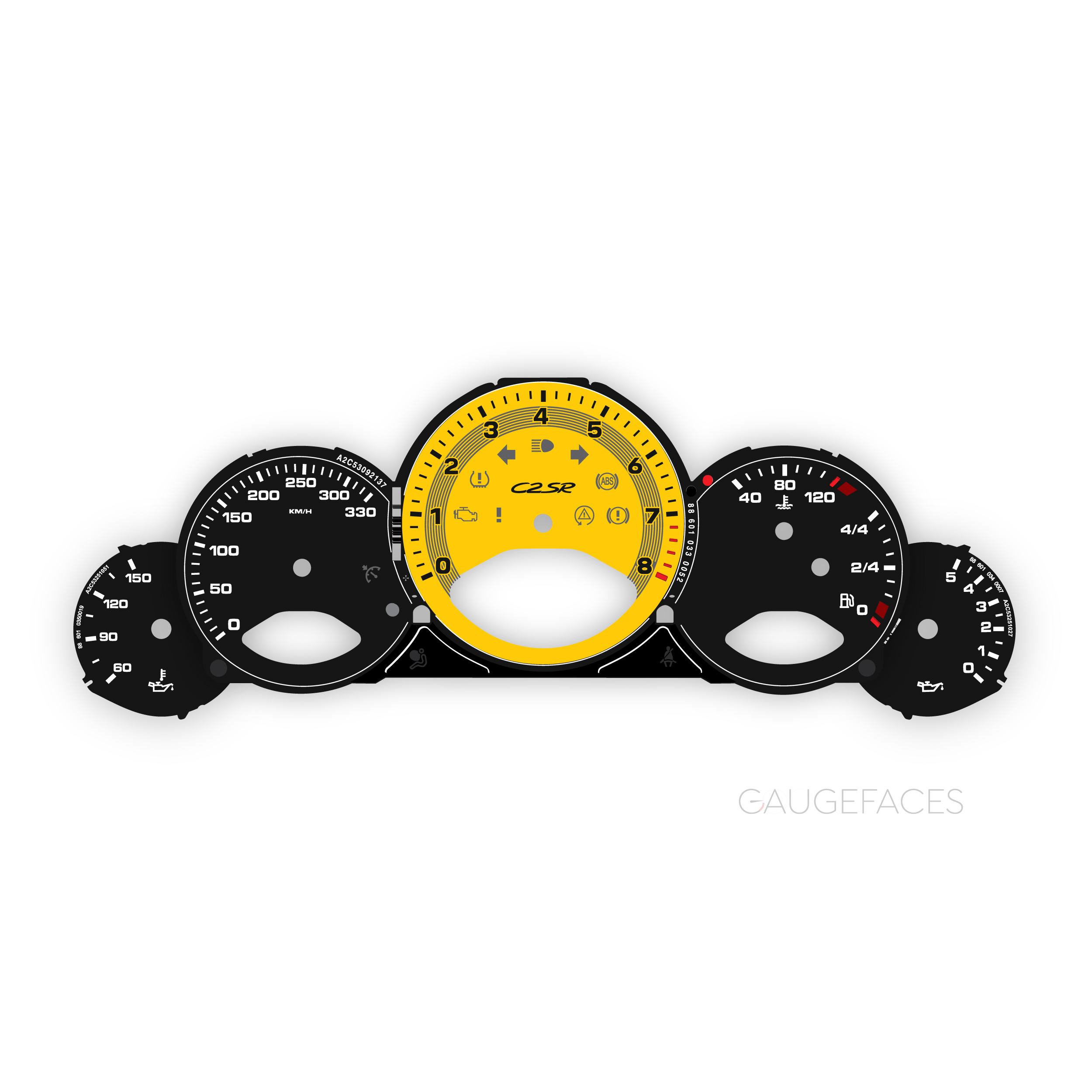 Porsche-911-997-gauge-faces-Speed-Yellow-Gray-Ring