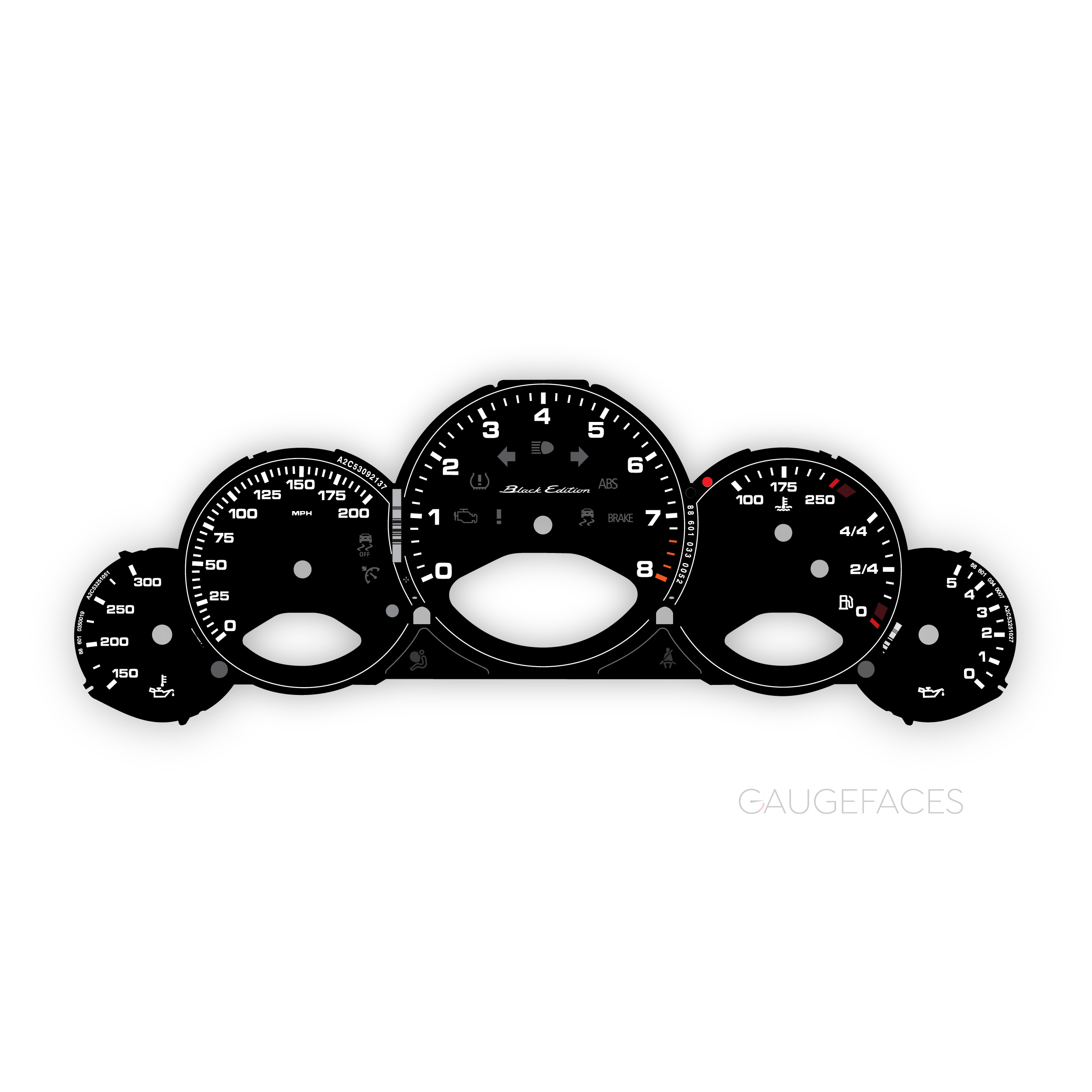 Porsche-911-997-gauge-faces-replacement-dials-Black-Edition-Manual