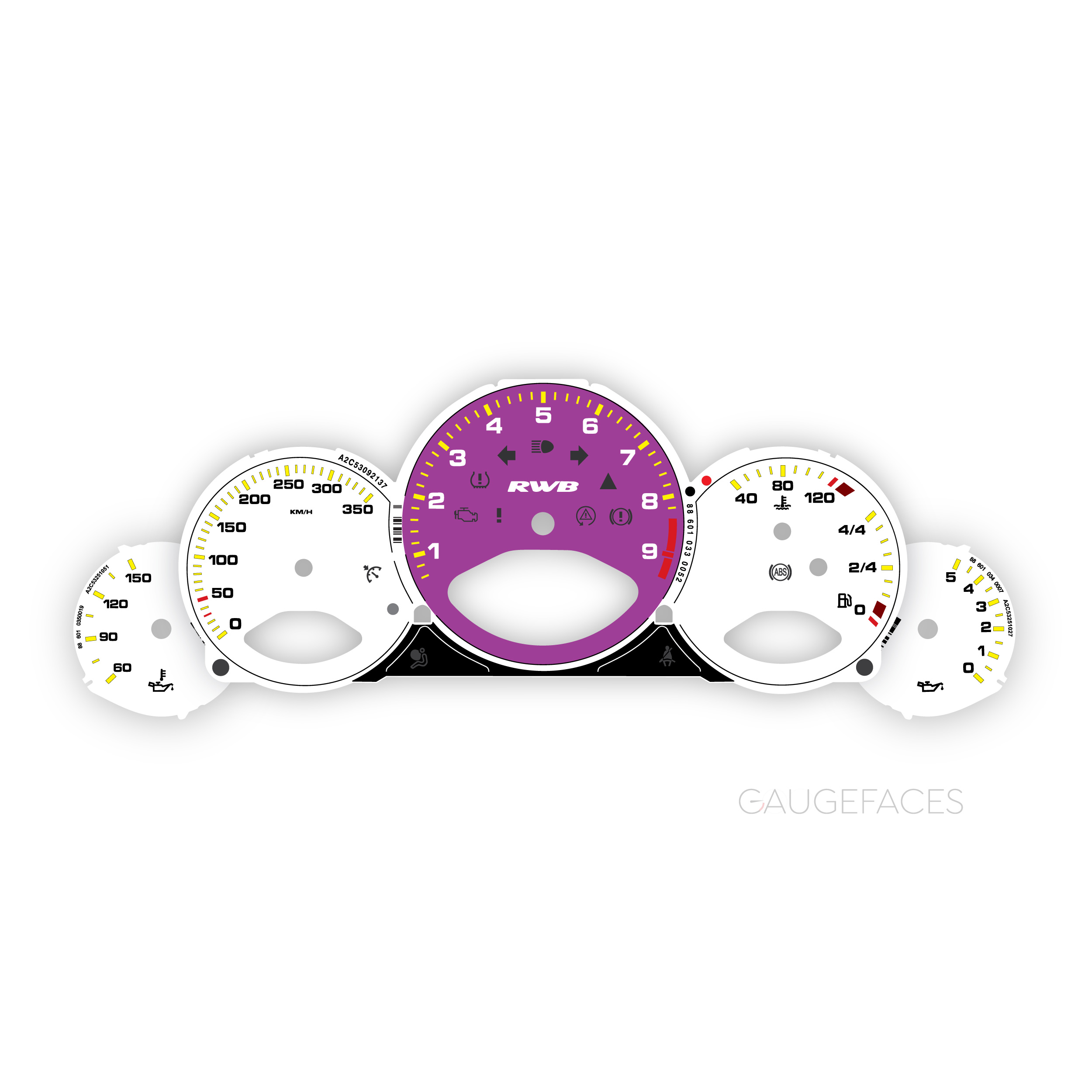 Porsche-911-997.1-gt3-RWB-gauge-face---EU---manual---White---purple