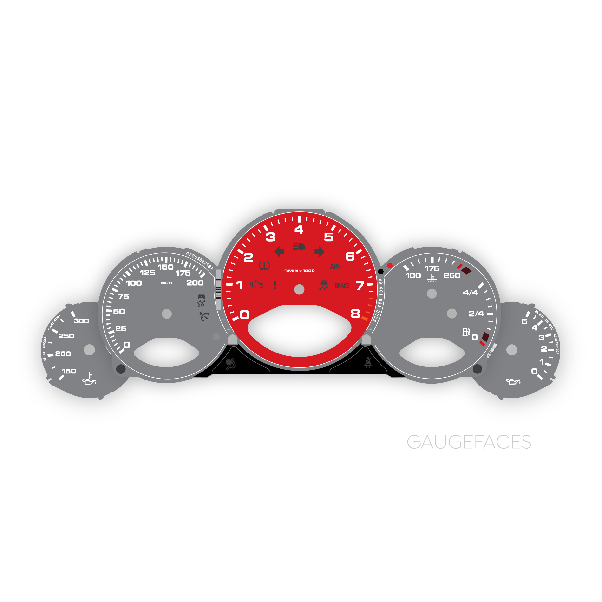 Porsche-911-997.2-gauge-faces---Silver-Red-US-manual
