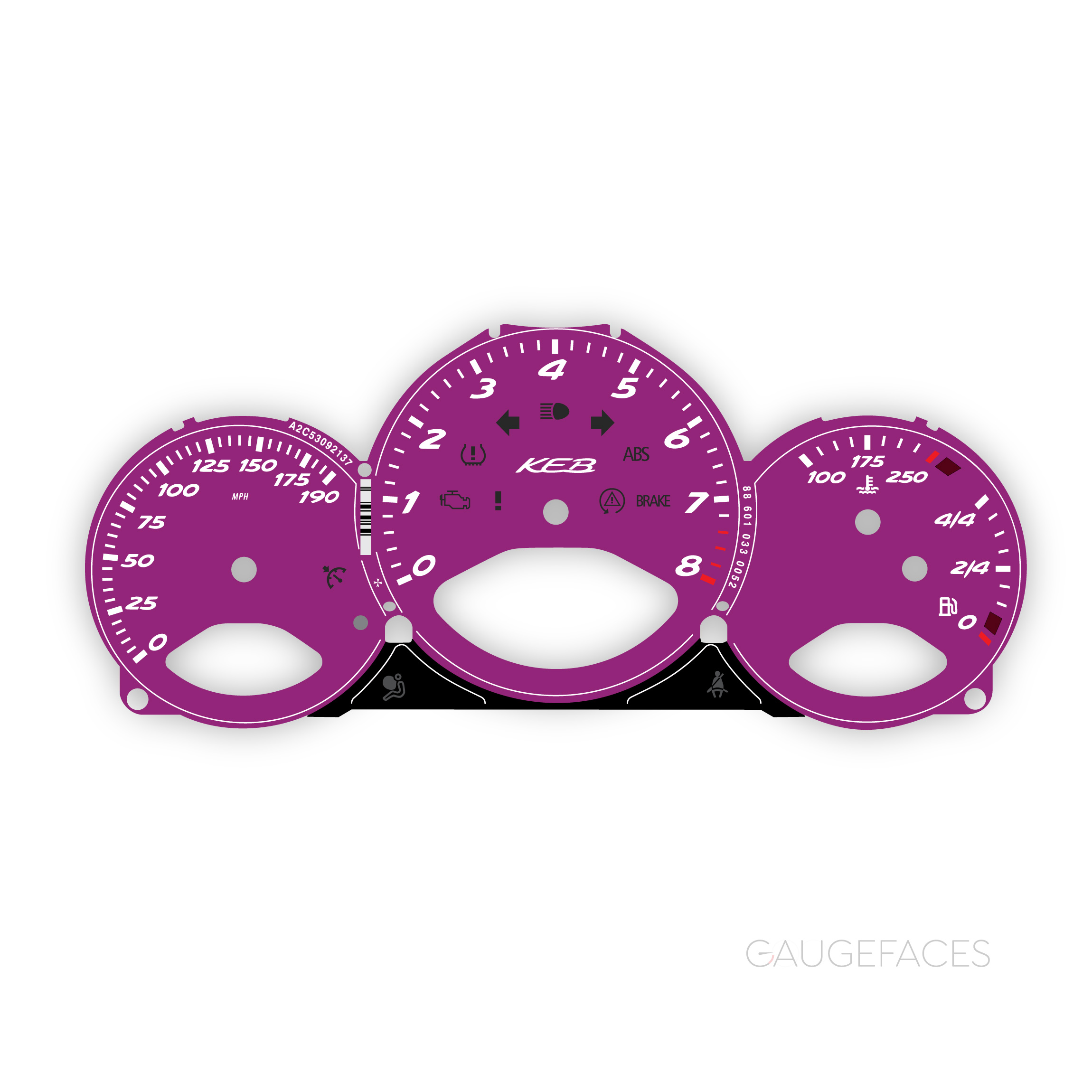 Porsche-987-Cayman-gauge-faces-replacemet-dials-Purple-KEB-logo