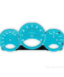 For Porsche 987 (Gen 1&2) Boxster / Cayman: Gauge Face – OPTIONS – Miami Blue (Blockstyle Font)