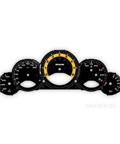 For Porsche 911 997.1: Gauge Faces - RWB Logo - Manual - US-Spec - Black / Yellow Solid Halo Ring
