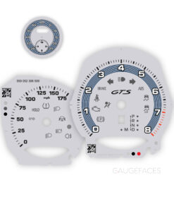 Custom Order: For Porsche Macan GTS: Gauge Faces – Chalk with Gentian Blue Pinstripe / Sport Chrono