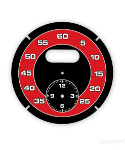 For Porsche Sport Chrono: Stopwatch Clock Gauge Face - Black with Red Solid Halo Ring