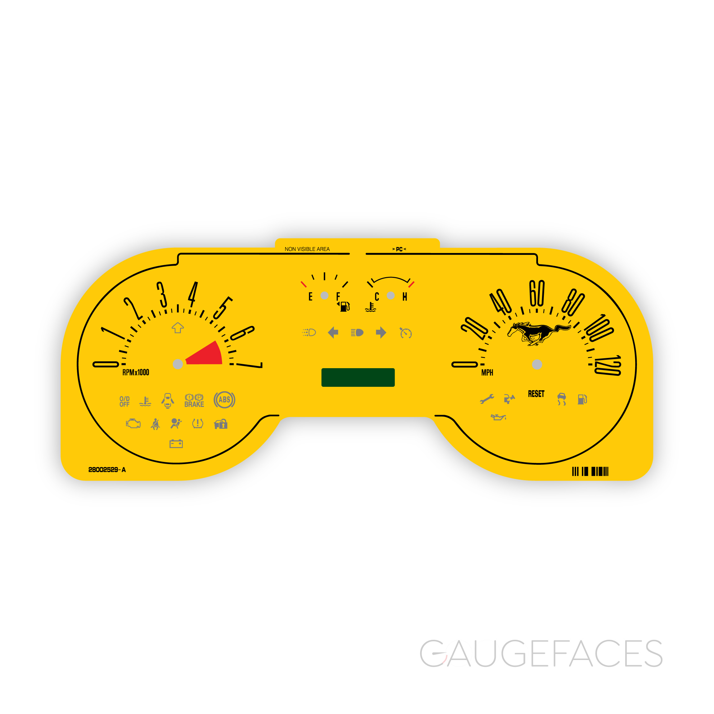 Ford-Mustang-2007-2009-instrument-cluster-gauge-face-logo-yellow