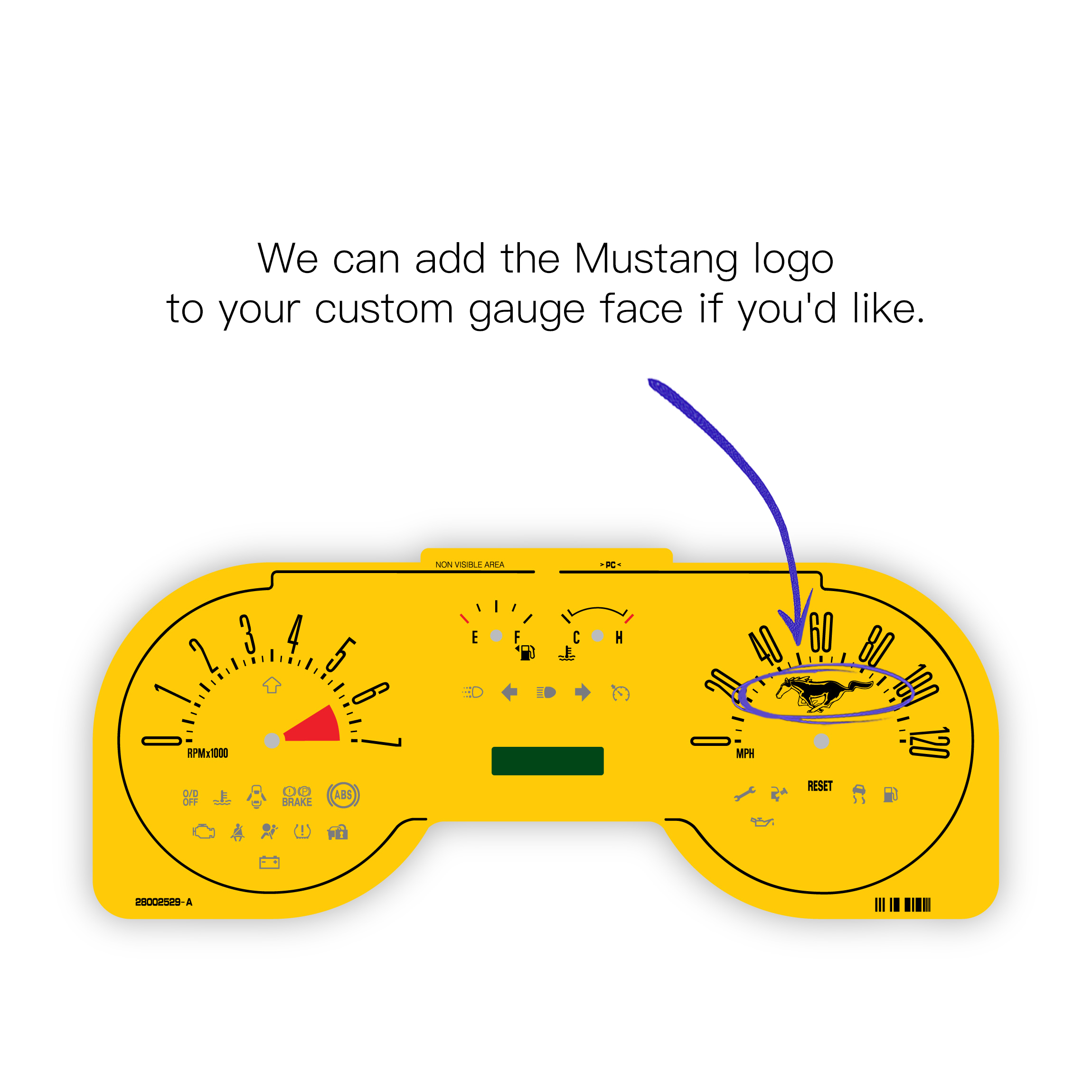 Ford-Mustang-2007-2009-instrument-cluster-gauge-face-options-logo-yellow