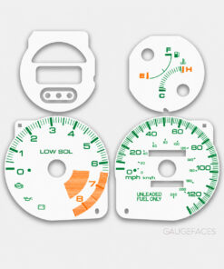 Custom Order: Honda Civic del Sol (1993-1997) – Gauge Faces – White / Green with Orange Redline
