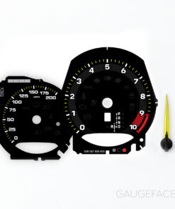 Custom Order: For Porsche 718 Spyder RS: Gauge Faces – Black with Dark Gray Pinstripe Ring + Yellow Needles