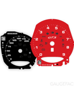 Custom Order: For Porsche 718 Cayman GTS: Gauge Faces – Guards Red / Black