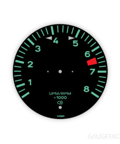Porsche 911 T 2.2L F-Series (1970-71) Gauge Face Tachometer - Black with Green Lettering