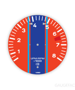 Porsche 911 T 2.2L F-Series (1970-71) Gauge Face Tachometer - Orange with Blue Stripes