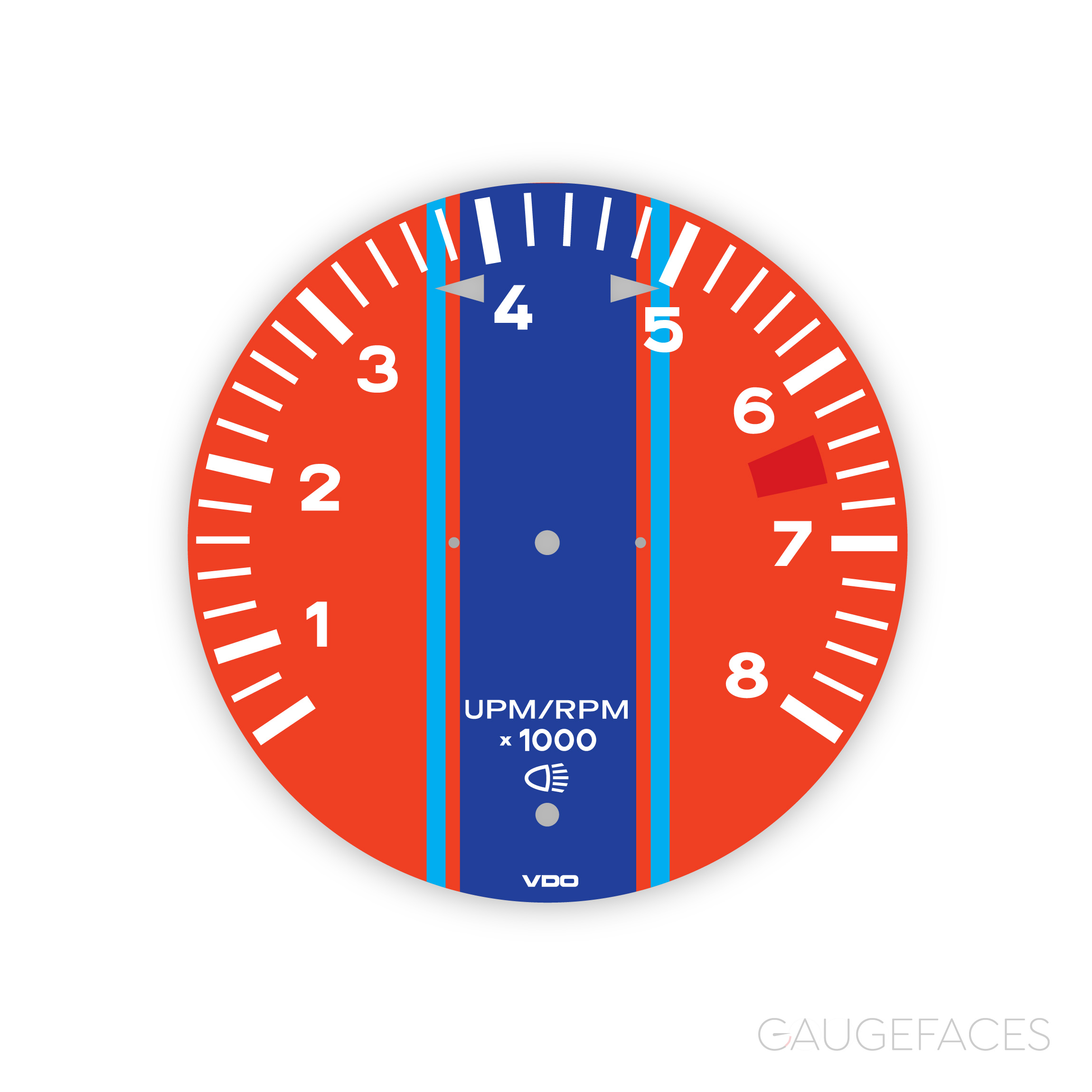 Porsche-911-T-2.2-gauge-face-tachometer---Orange-blue