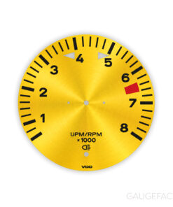 Porsche 911 T 2.2L F-Series (1970-71) Gauge Face Tachometer - Brushed Metal - Yellow