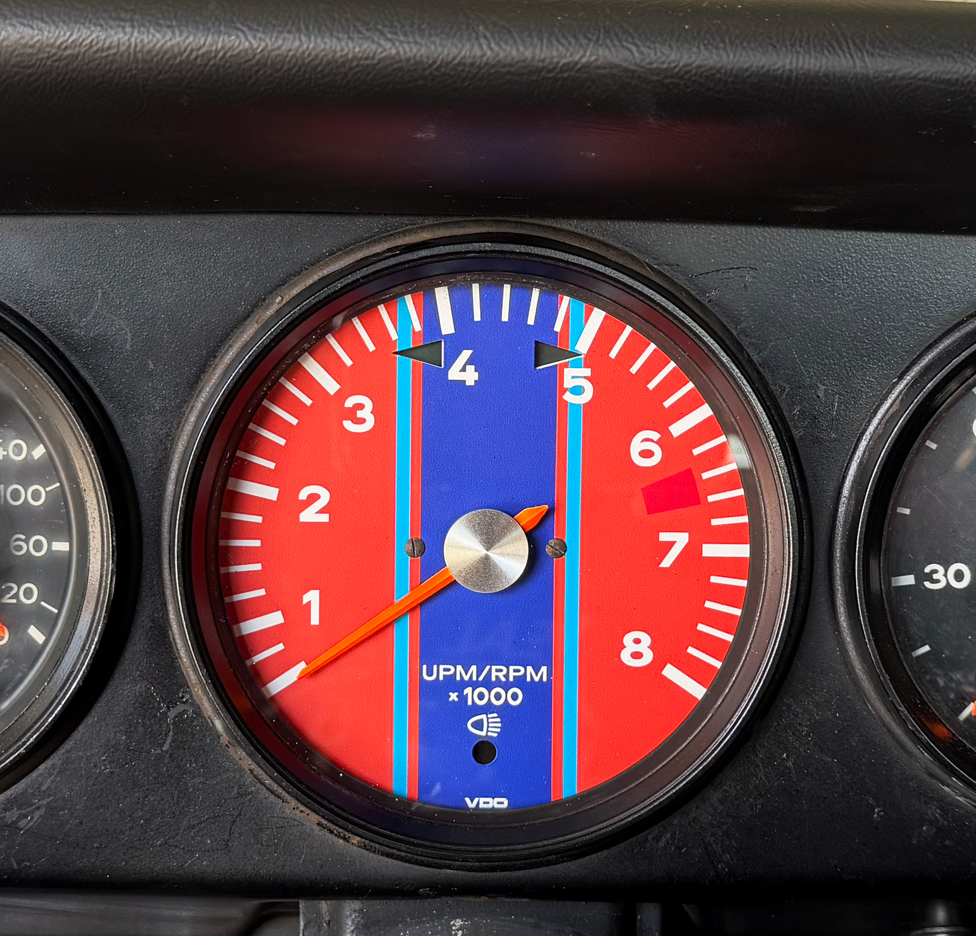 Porsche--911-instrument-cluster-gauge-face-tachometer---orange-bluejpg