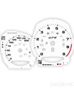 Custom Order: Porsche 981 GT4 Gauge Faces - White (Red backlit)