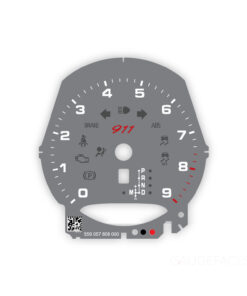 Custom Order: For Porsche 911 991.1: Gauge Face Tachometer – Red 911 Logo – Gray