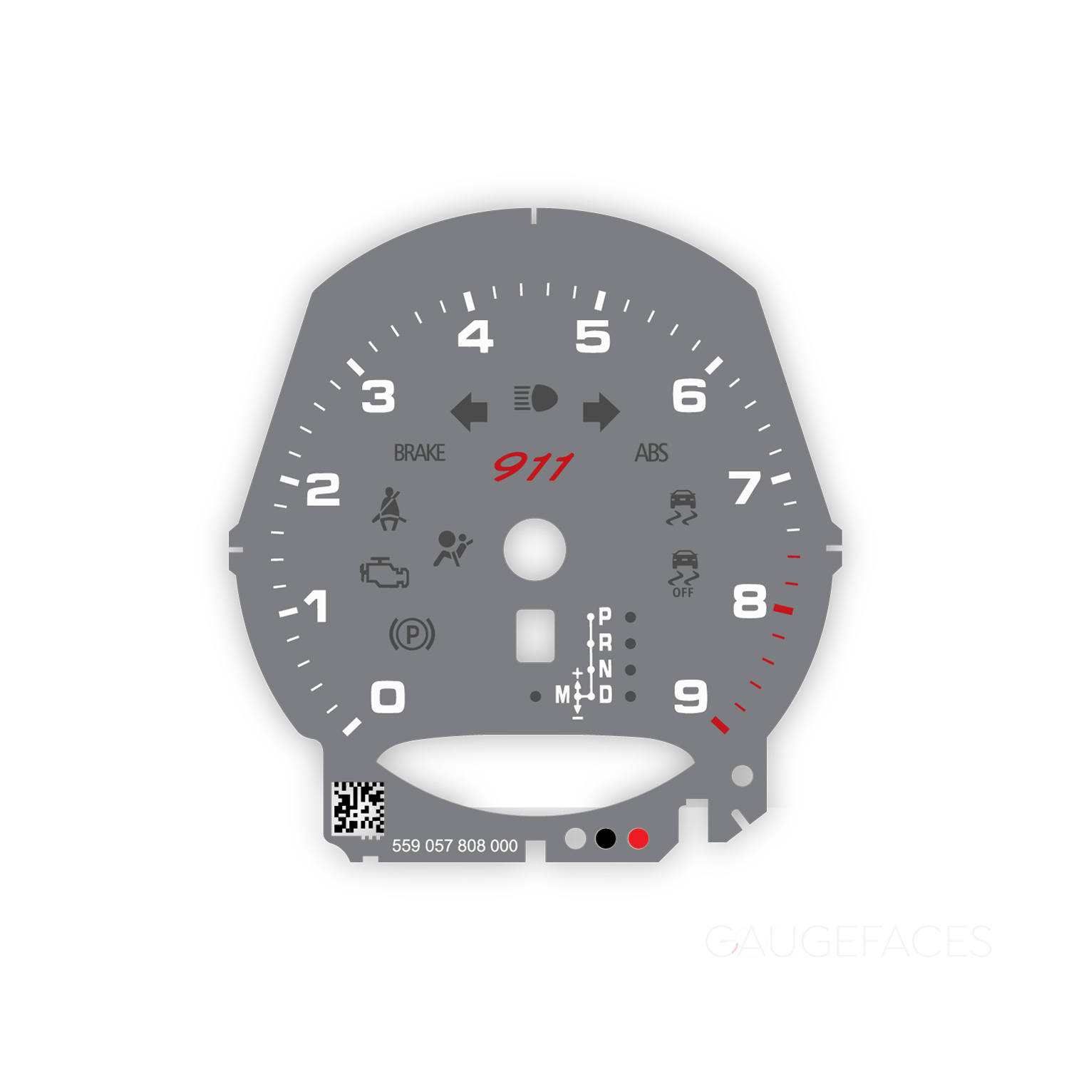 Porsche-991.1-gauge-face-replacement-dial-tachometer-red-gray