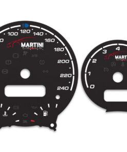 Custom Order: MINI Cooper R50 / R52 / R53 Gauge Faces – 8000 RPM – 240 km/h – Martini Logo – Black
