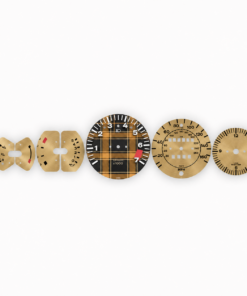 Metal Base: For Porsche 911 930: Gauge Faces Set – Gold / Tartan