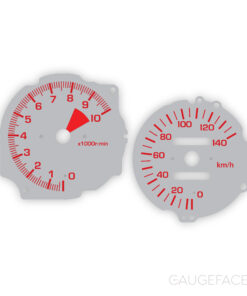 Honda Beat (1991-1996) Gauge Faces - mph / kmh - Silver / Red Scales