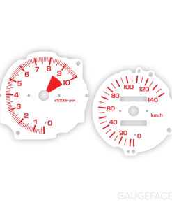 Honda Beat (1991-1996) Gauge Faces - mph / kmh - White / Red Scales
