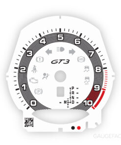 For Porsche 911 991 GT3: Gauge Face Tachometer - White / Silver Solid Halo Ring