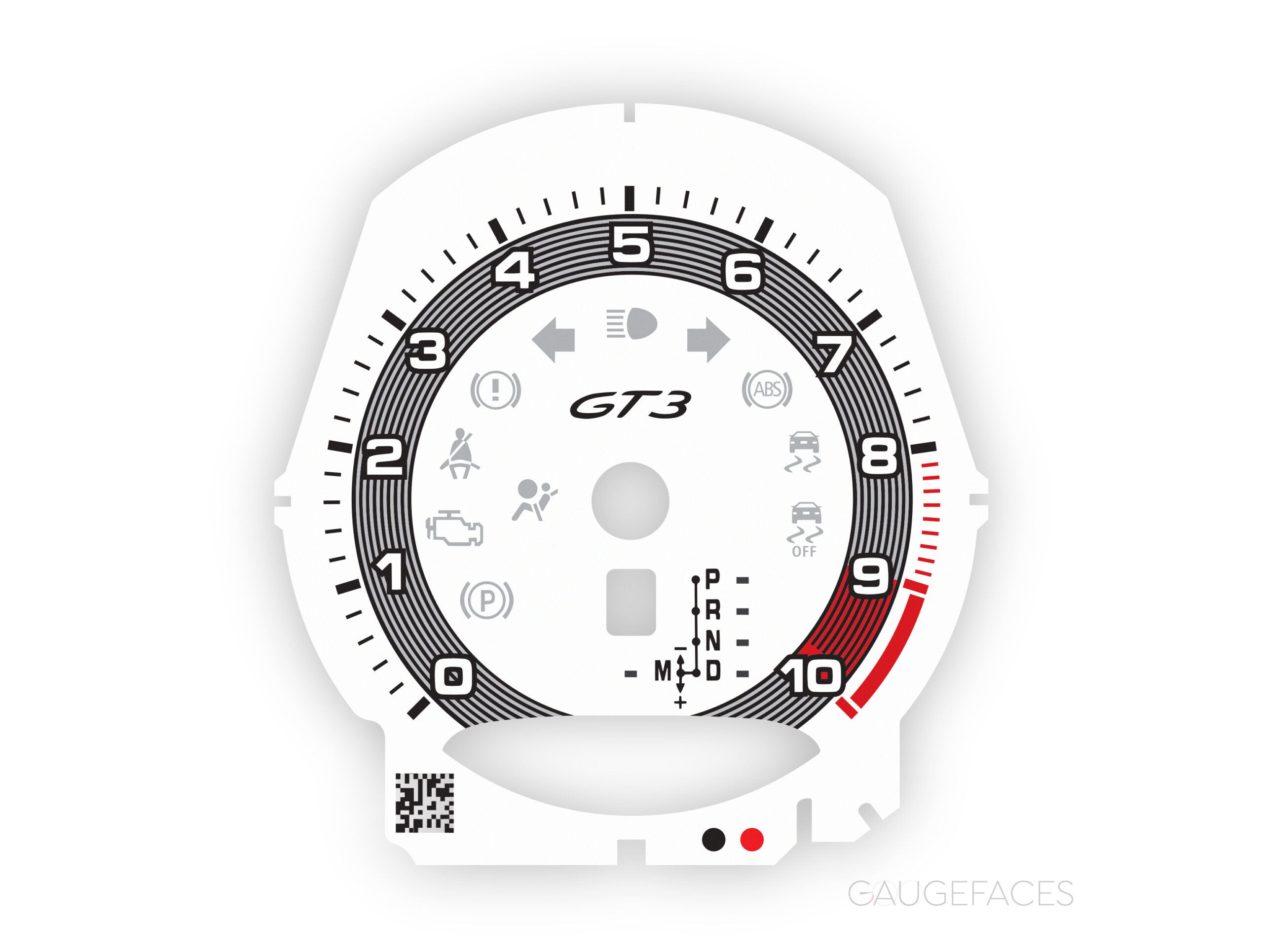 Porsche-911-991-GT3-gauge-face-tachometer---white-with-silver-ring