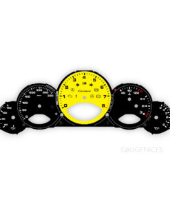 For Porsche 911 997.1 Gauge Faces: Cerrara Logotype - Manual - EU-Spec - Black / Yellow Tachometer