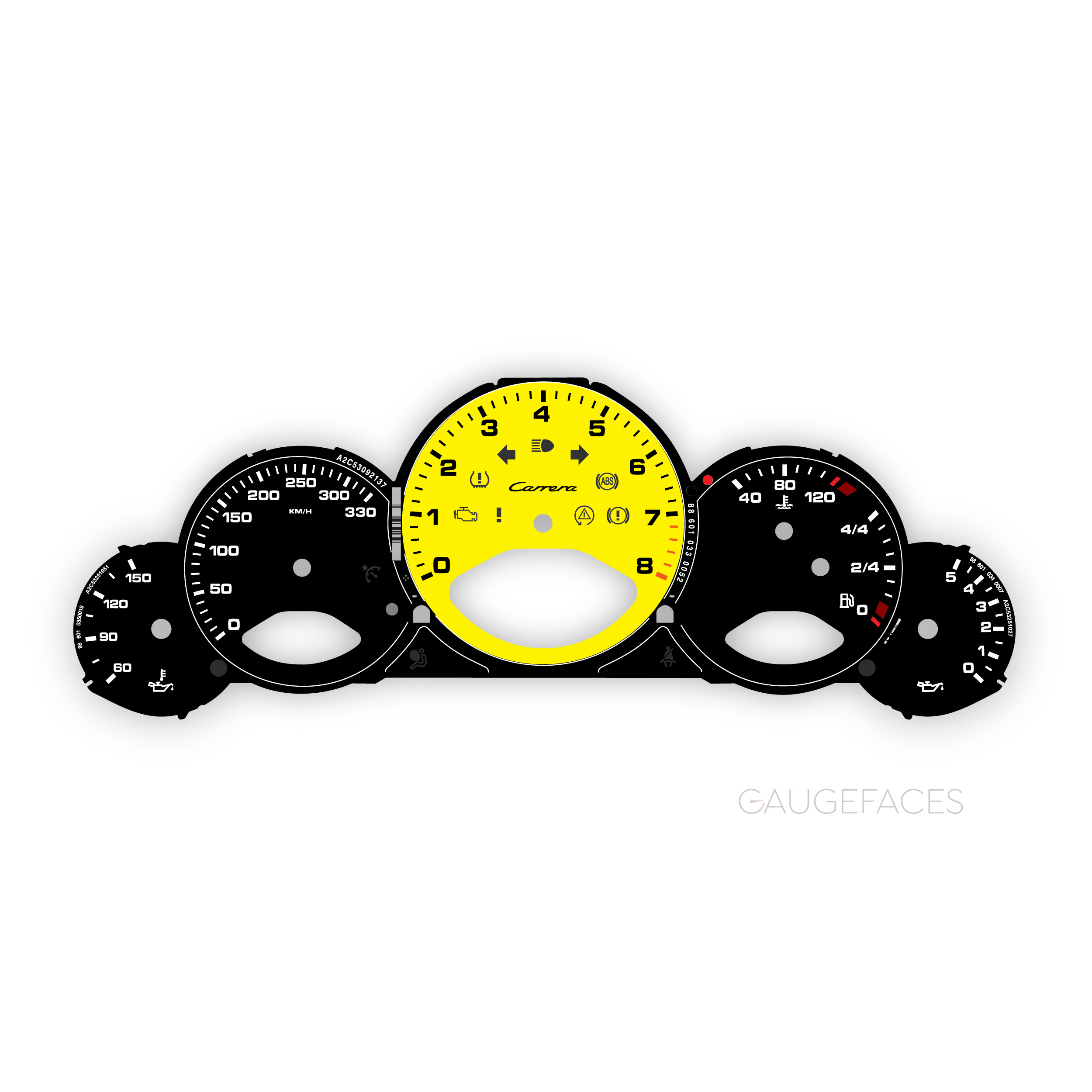 Porsche-911-997.1-Carerra-fauge-face---Yellow-Black-EU-Manual