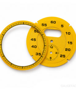Porsche Dashboard Stopwatch Sport Chrono Gauge Face with Bezel – Speed Yellow Metal / Carbon Style